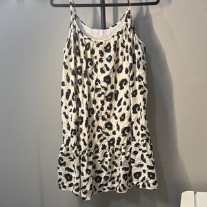 Pink Lily Girls Leopard Slip Dress in Cream, Black and Brown